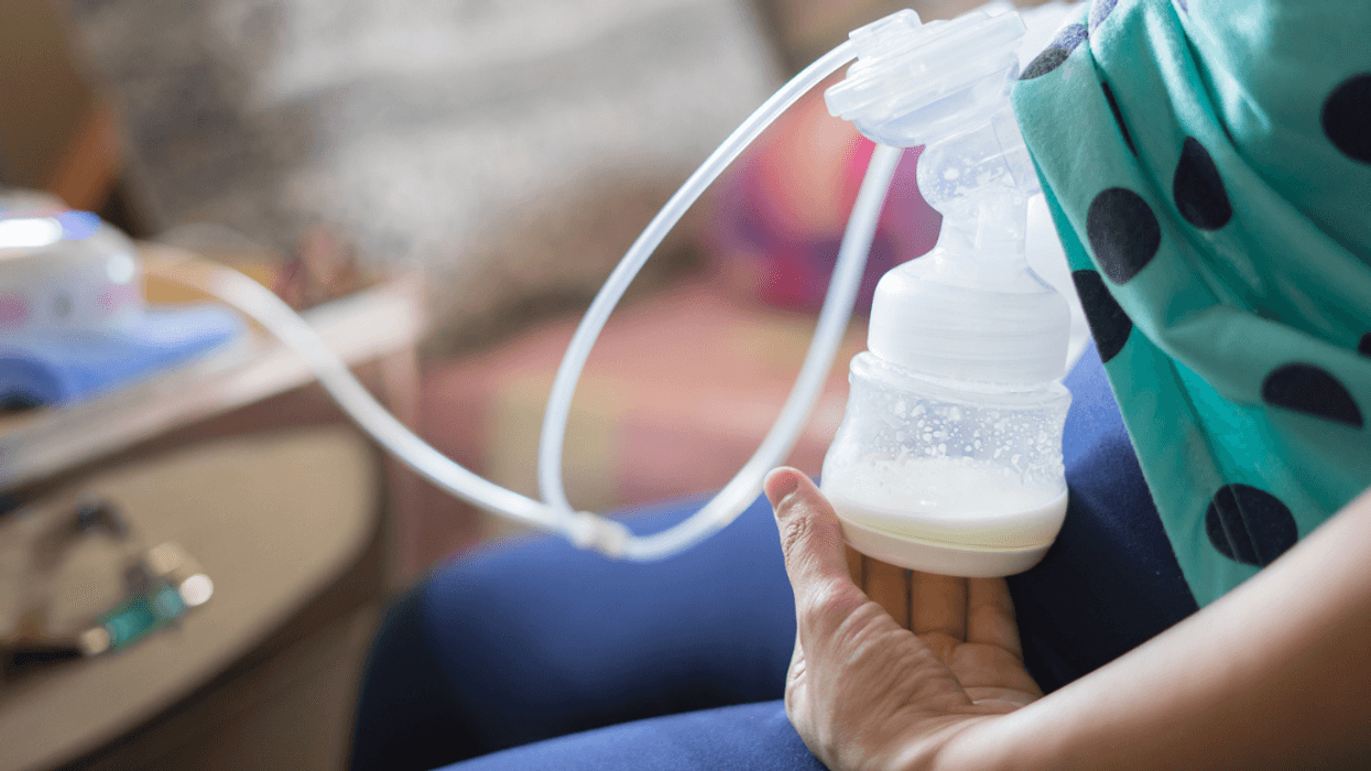 Mom pumping breast milk