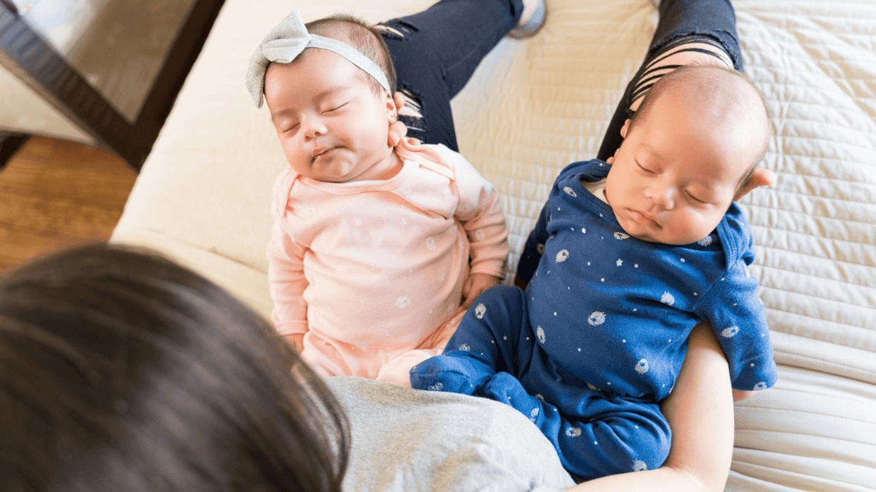 Mom with twin babies