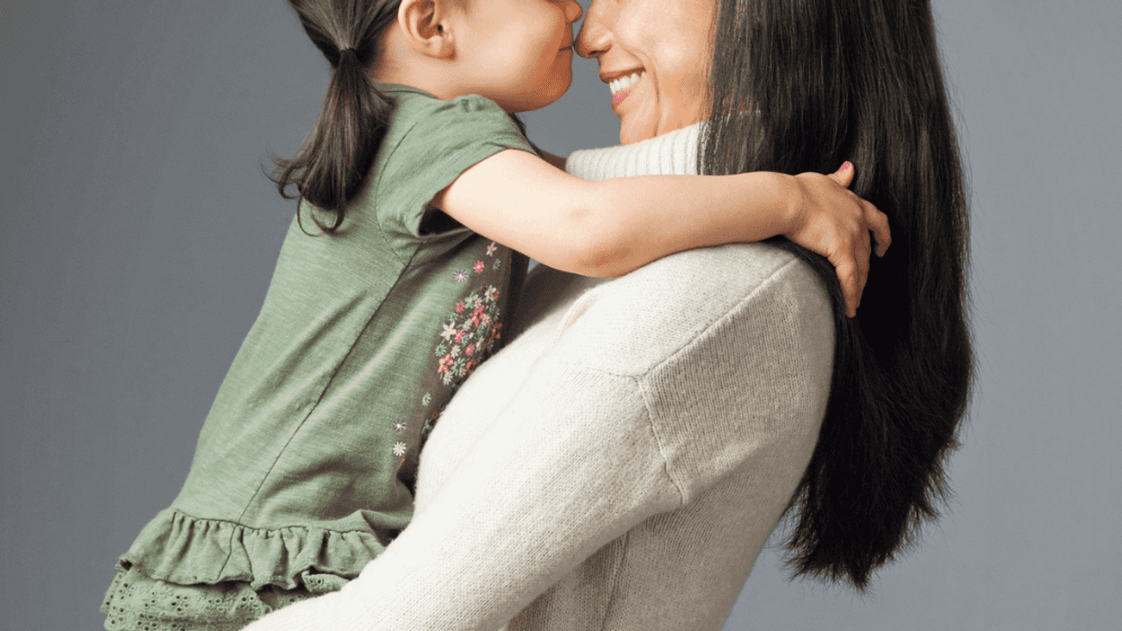 Mother and young daughter together