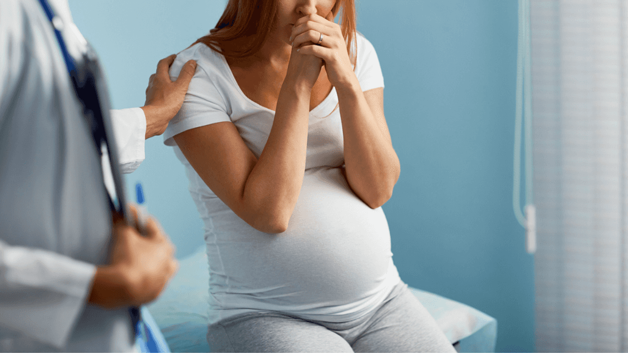 Nervous pregnant woman