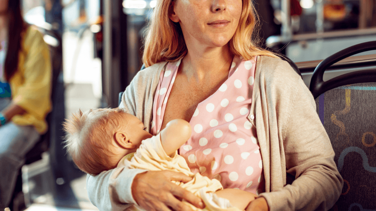 New mom breastfeeding in public