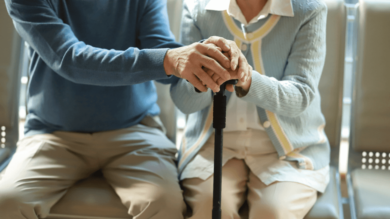 older couple in hospital waiting area