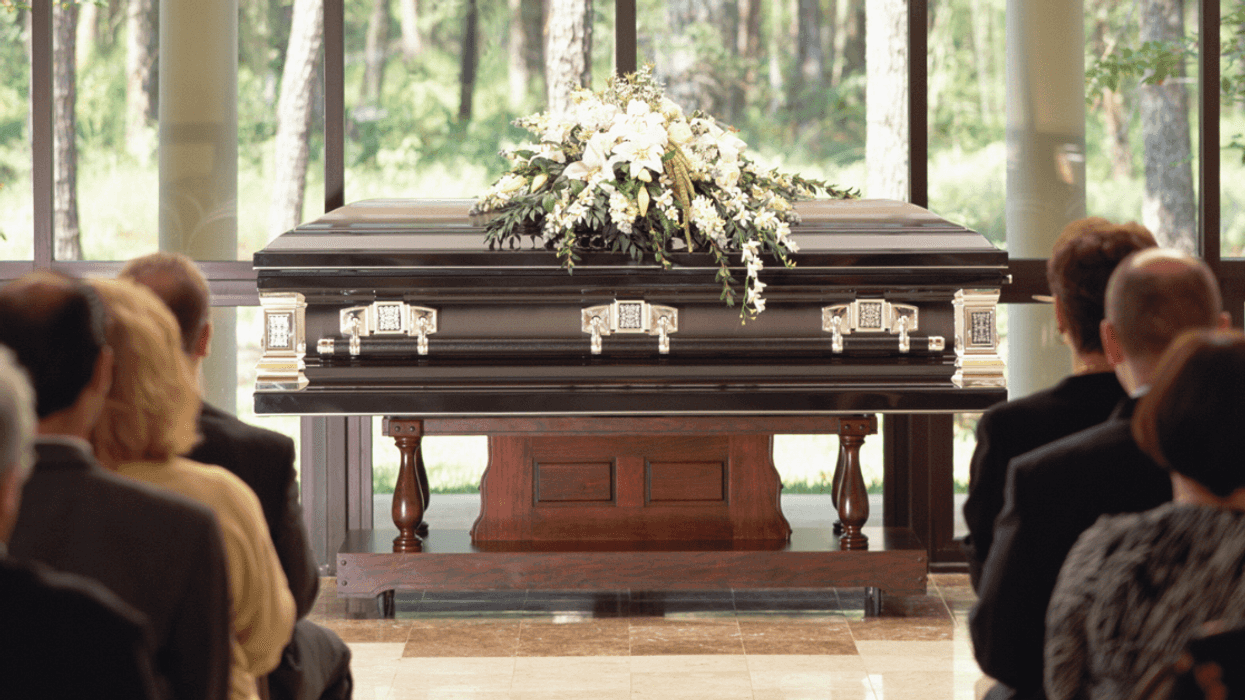 People attending funeral