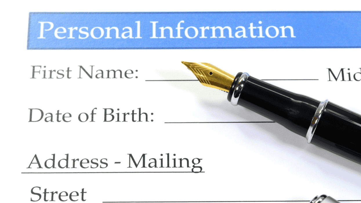 Person filling out a legal form