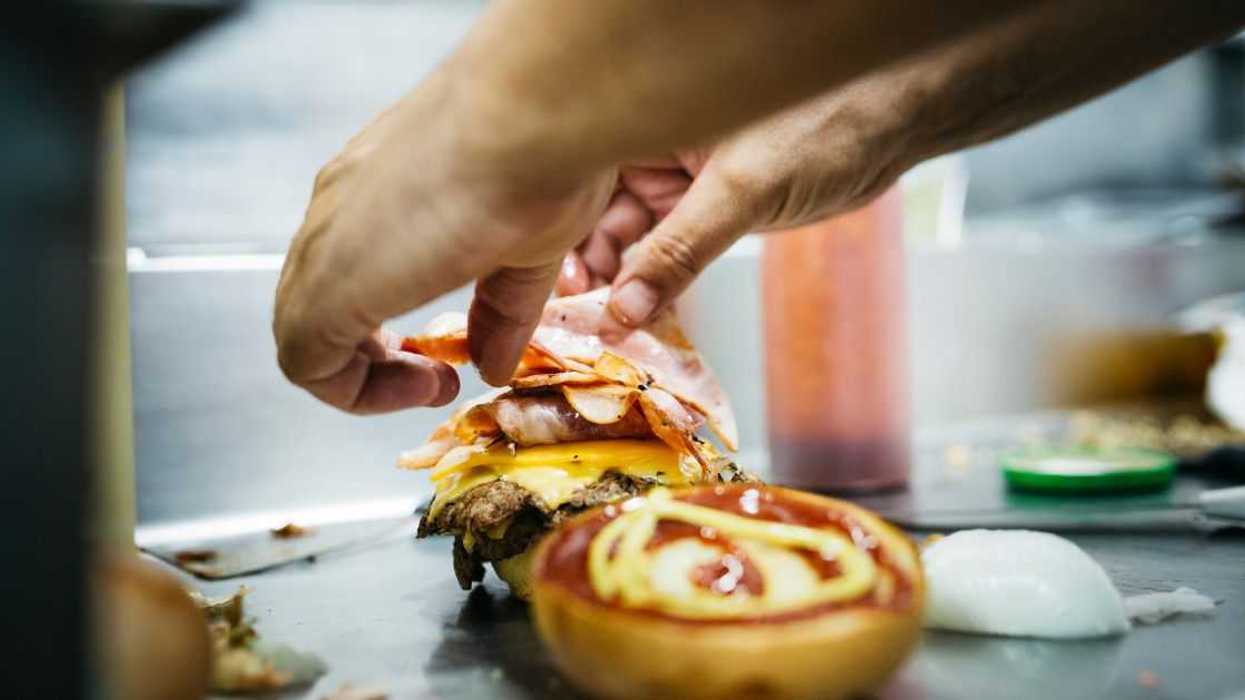 Person making a burger