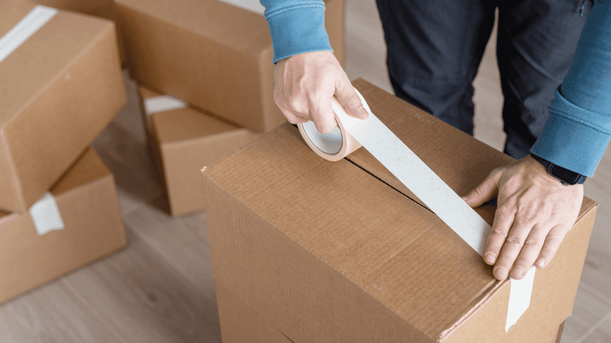 Person packing moving boxes