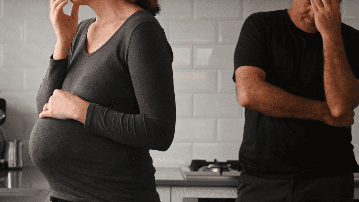 Pregnant woman arguing with her partner