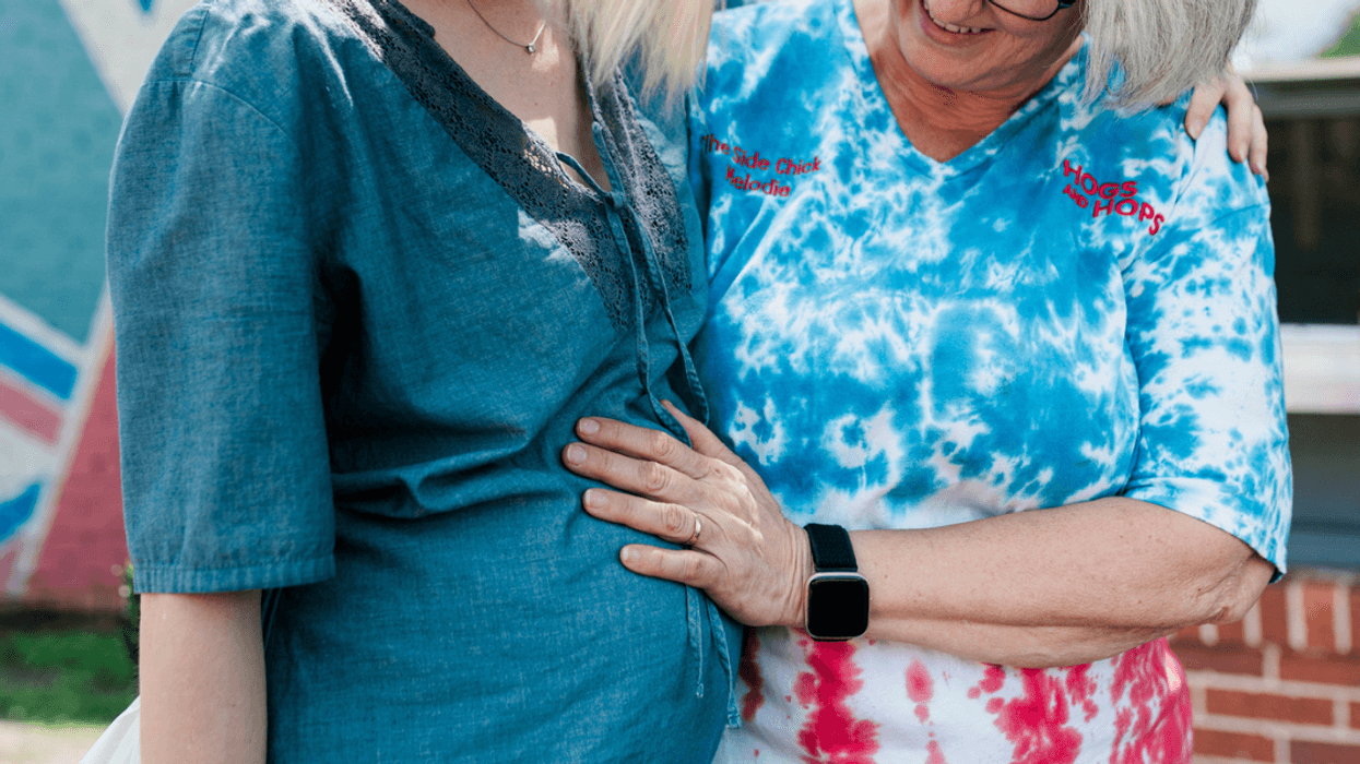 Pregnant woman with her mom