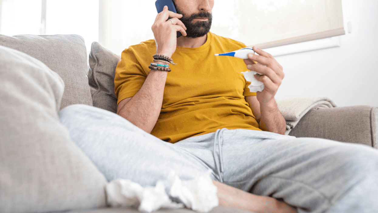 Sick man talking on the phone