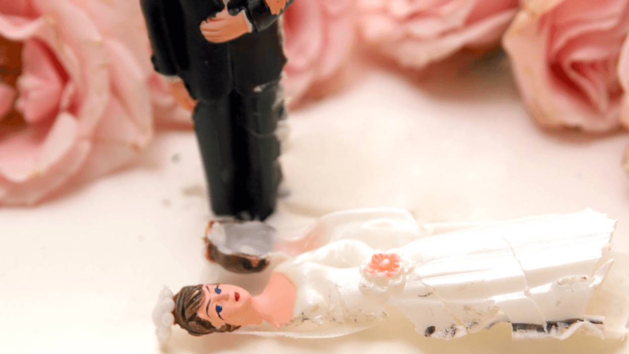 smashed wedding cake topper
