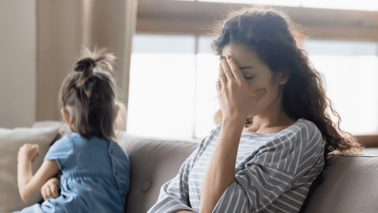 stressed mother with daughter