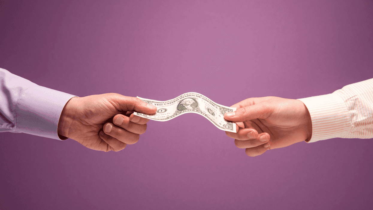 teen being handed money