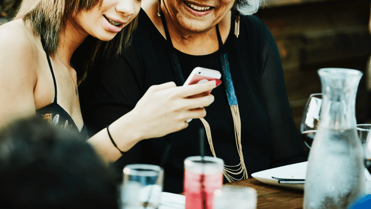 Teen girl with her grandmother