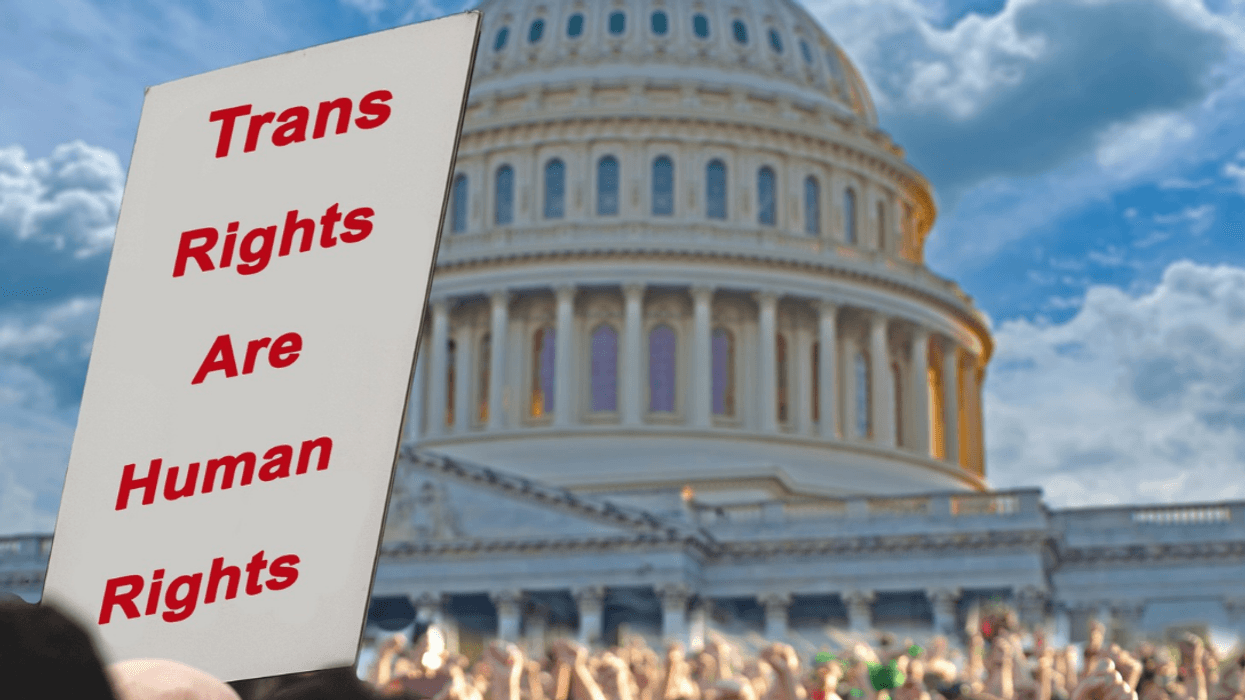 'Trans Rights Are Human Rights' protest sign