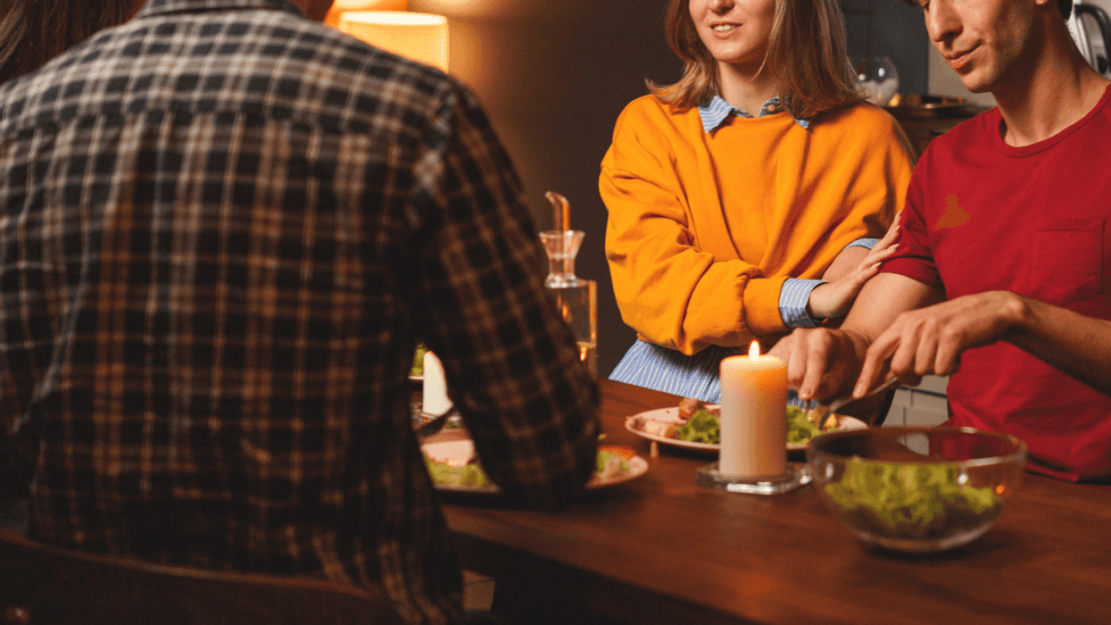 Two couples having dinner