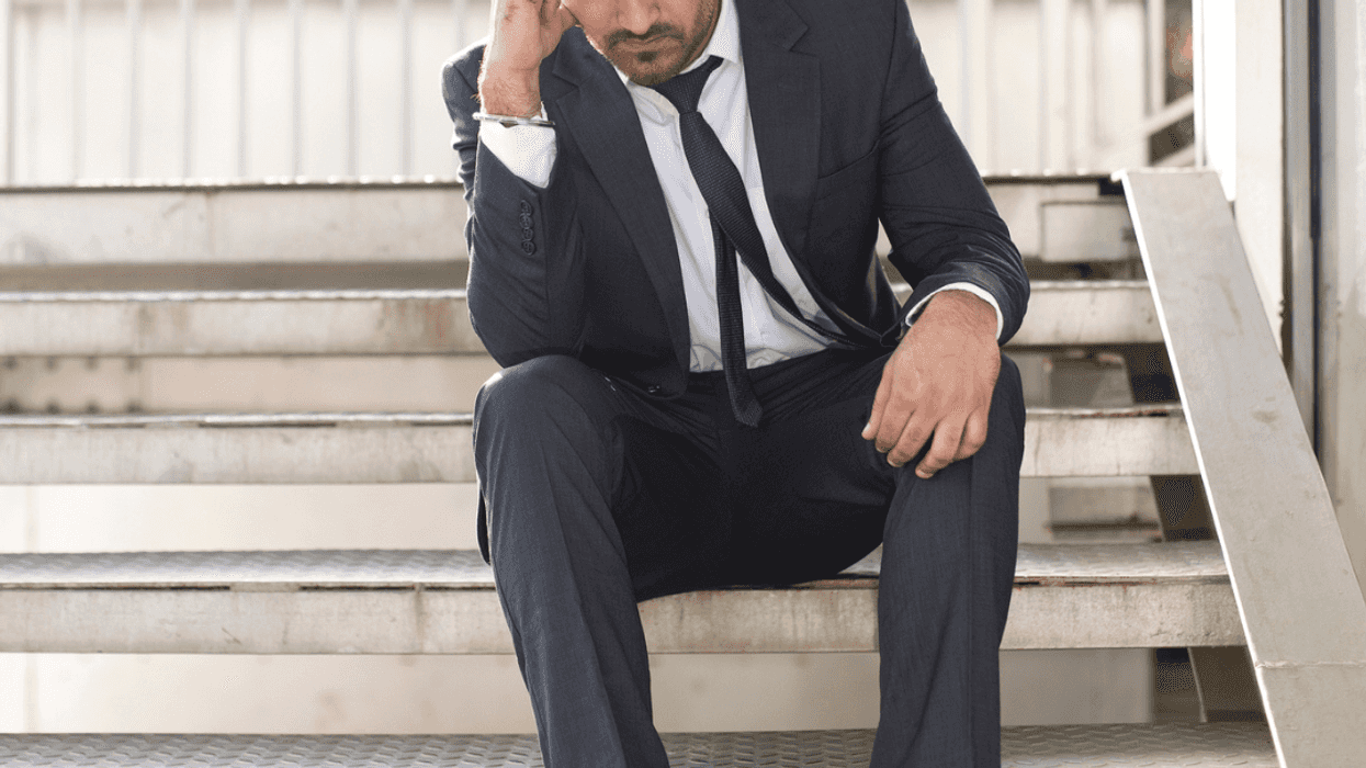 Unamused man in suit