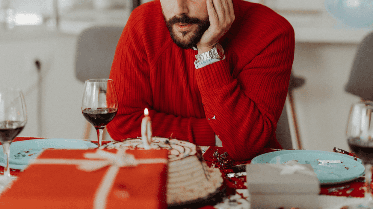Unhappy guy at his birthday