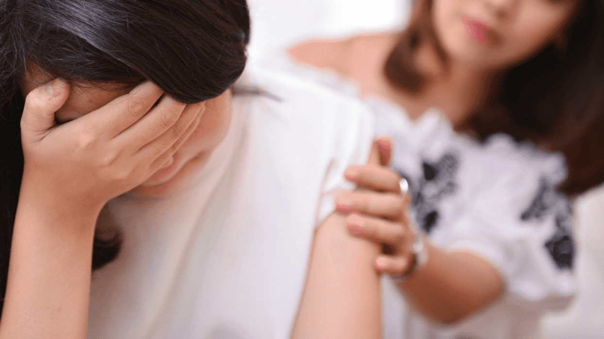 upset bride with mother