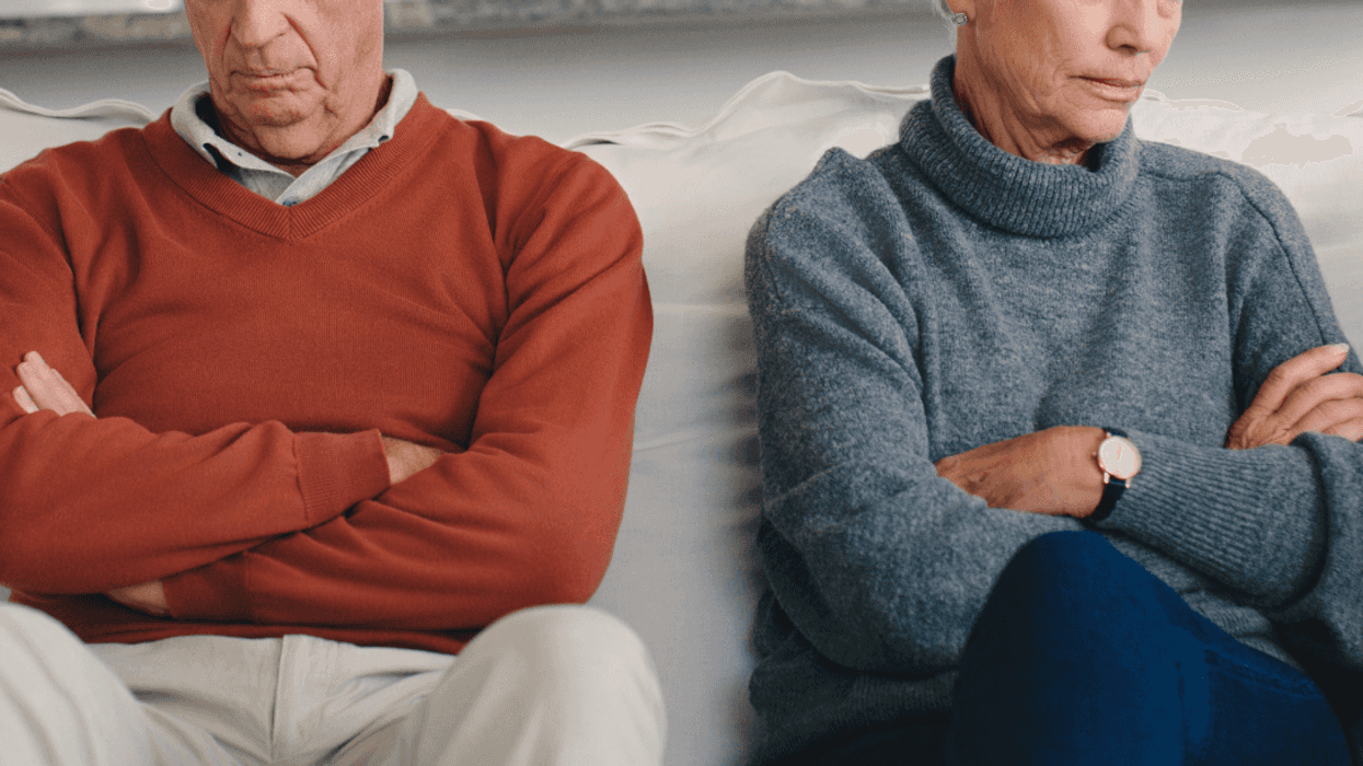 upset older couple