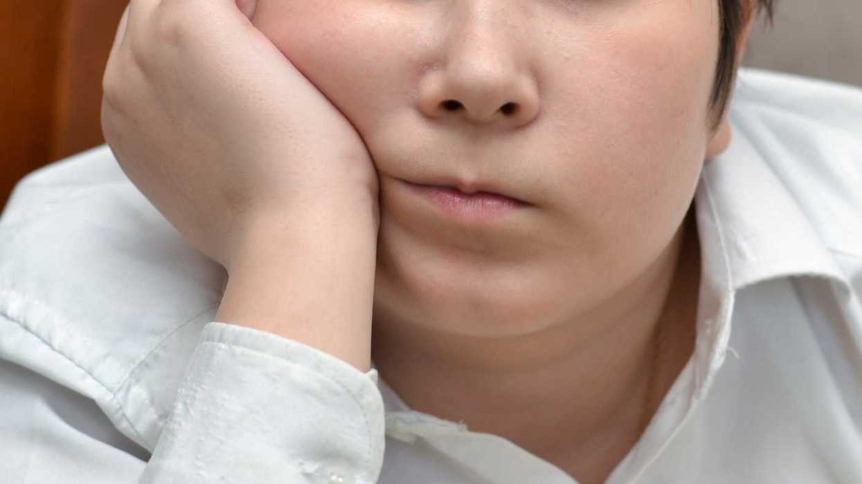 upset overweight teen