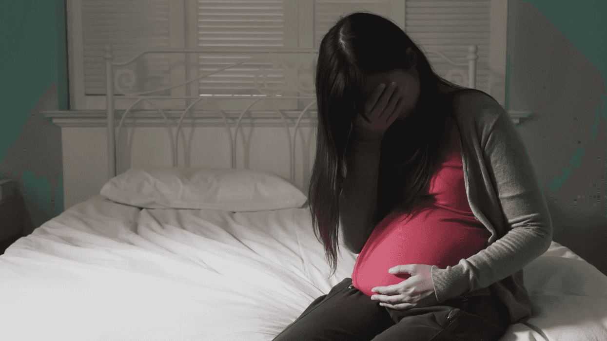 Upset pregnant woman