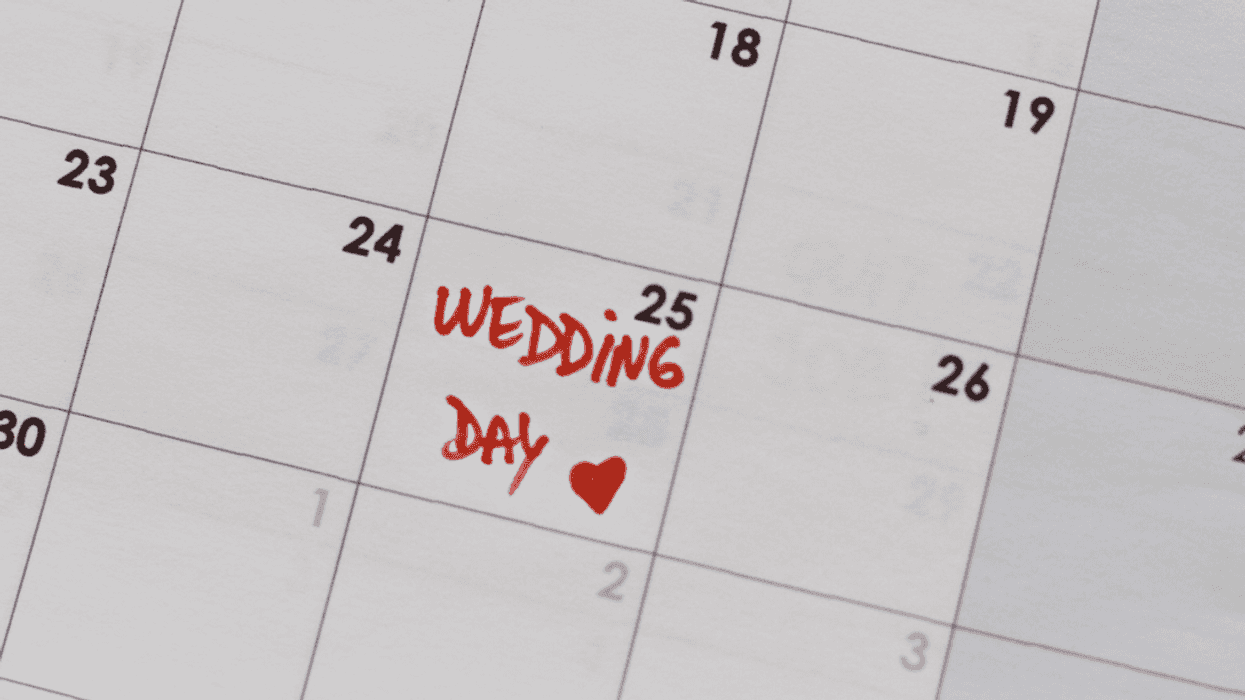 'Wedding Day' marked on a calendar