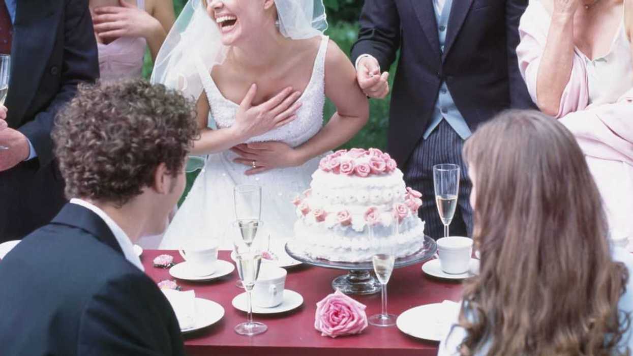 Wedding party in garden