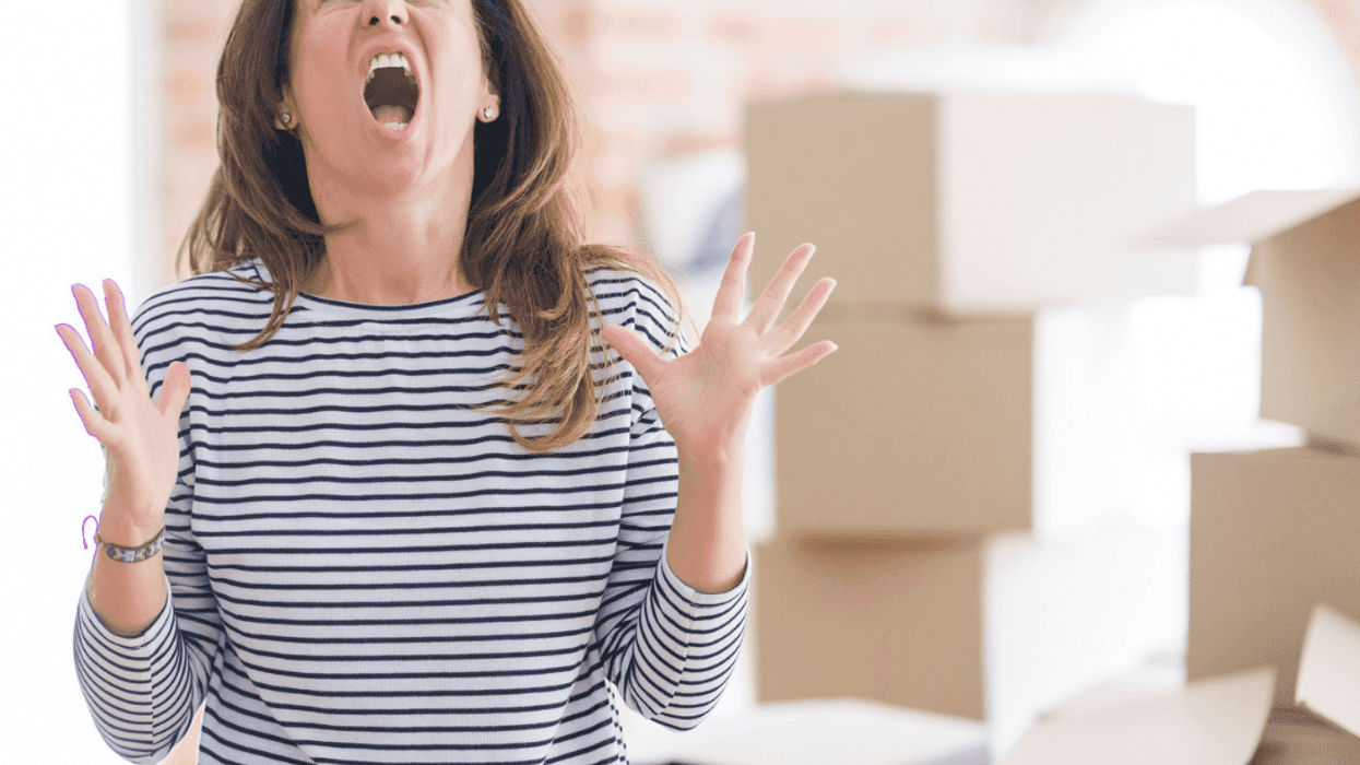 Woman angry while packing