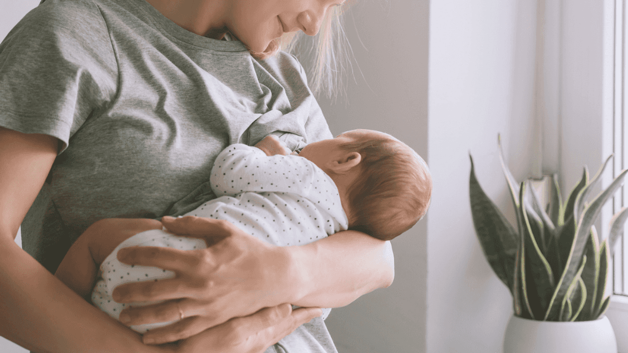 Woman breastfeeding her baby