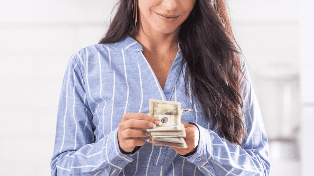 Woman counting money