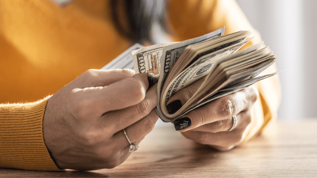 Woman counting money