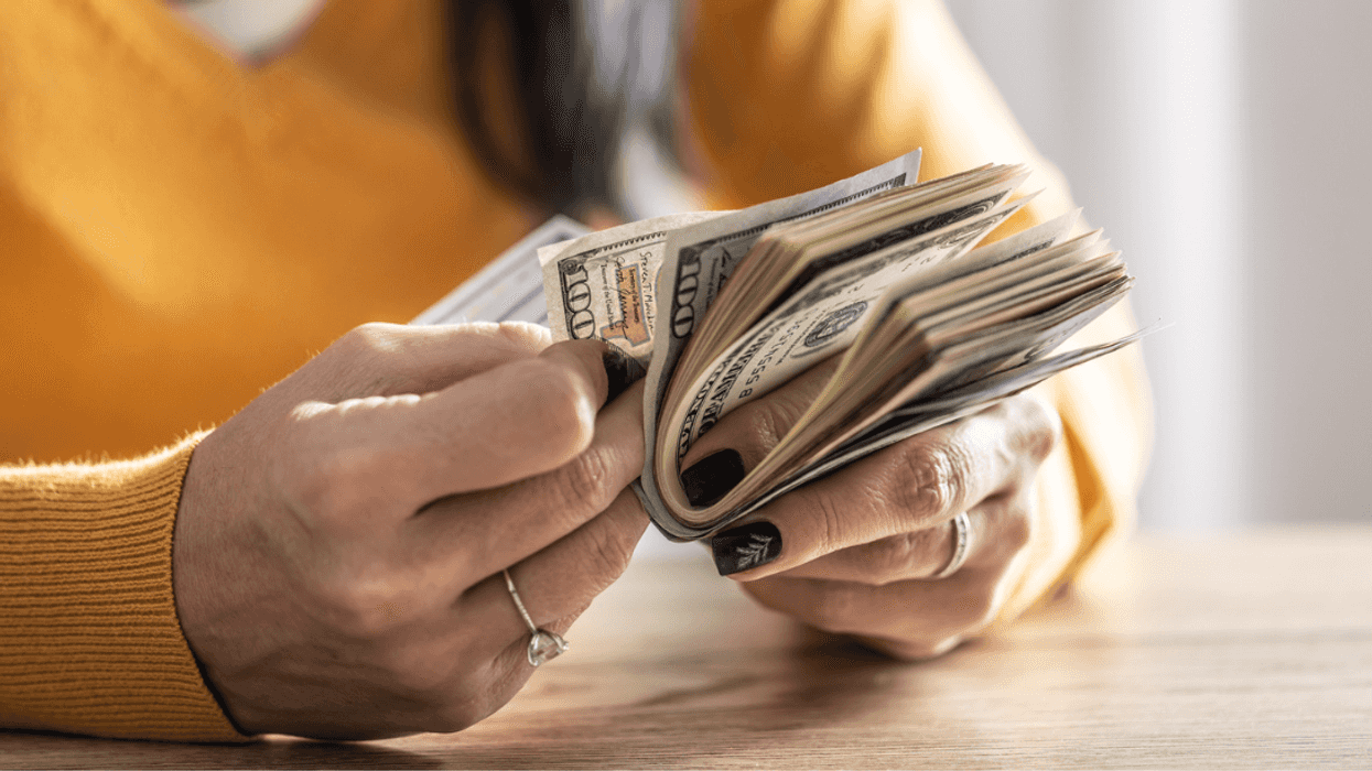 Woman counting money