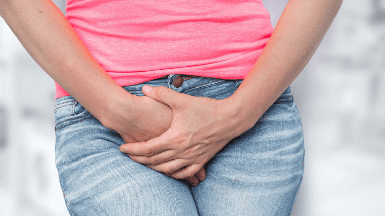 Woman covering herself