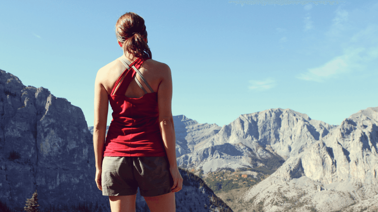 Woman hiking alone
