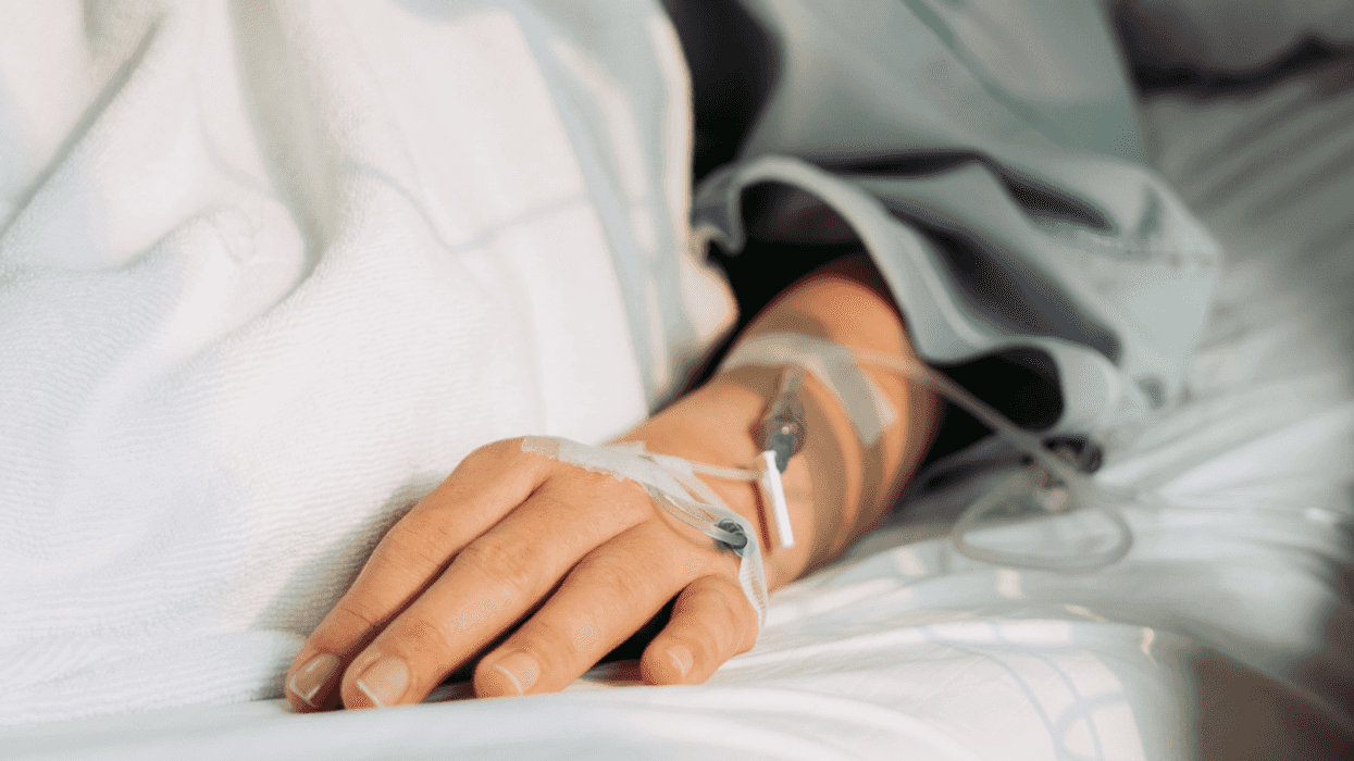 Woman in hospital bed