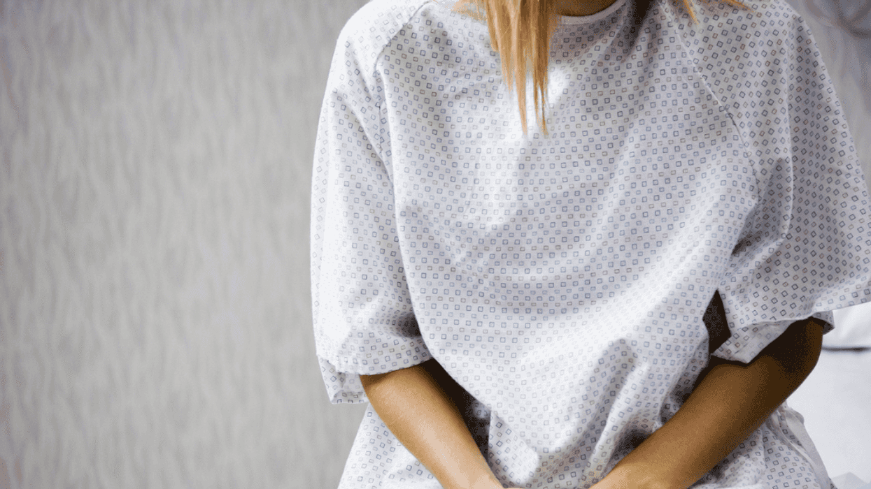 woman in hospital gown