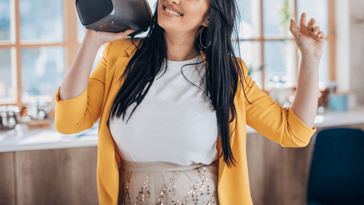 Woman listening to music.