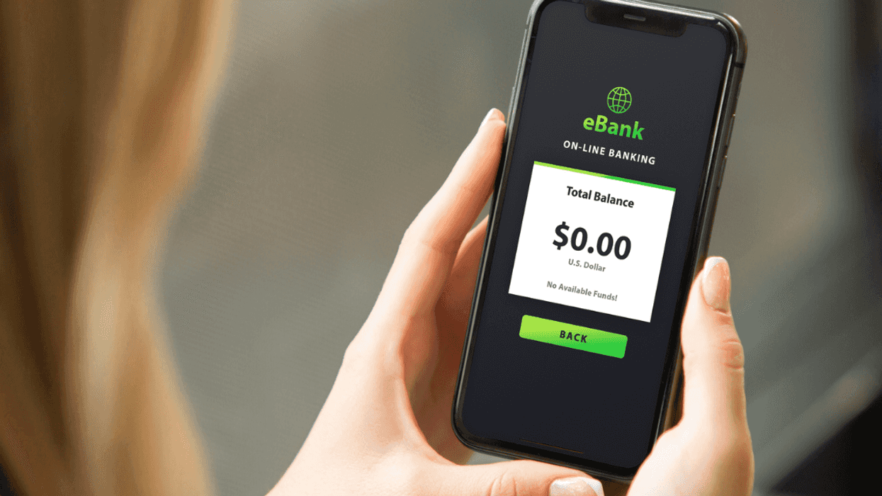 Woman looking at online banking account