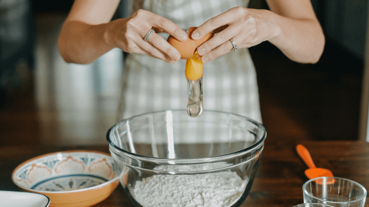 Woman making a cake
