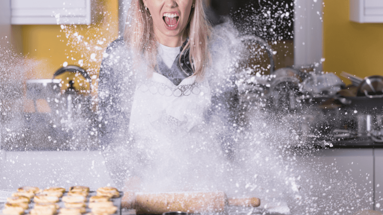 Woman screaming in the kitchen