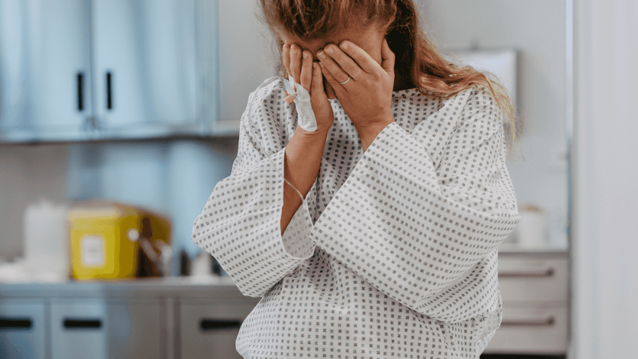 Woman upset in the hospital