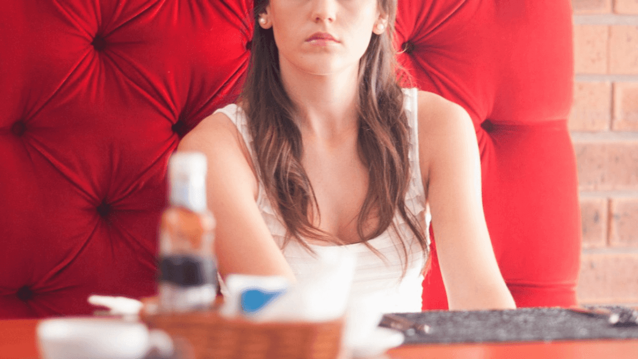 woman waiting in restaurant