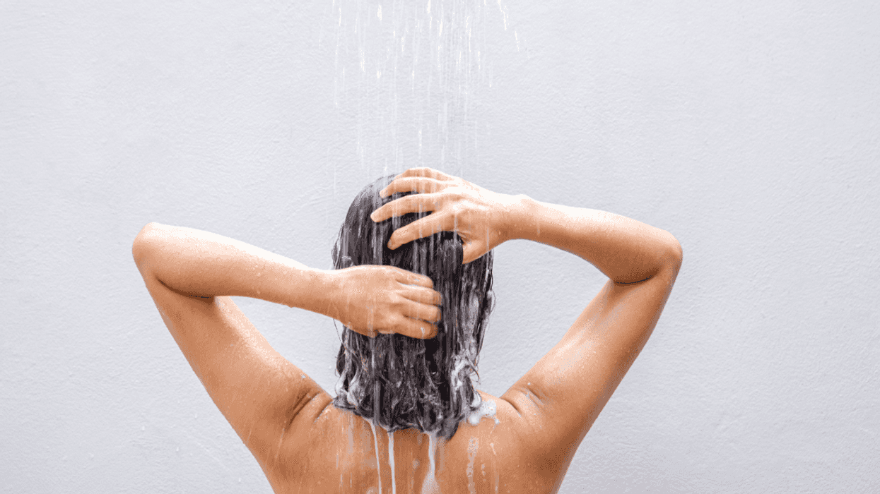 Woman washing her hair