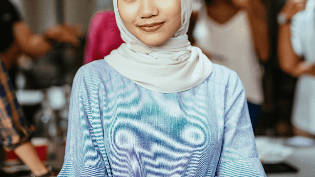 woman wearing hijab at gathering
