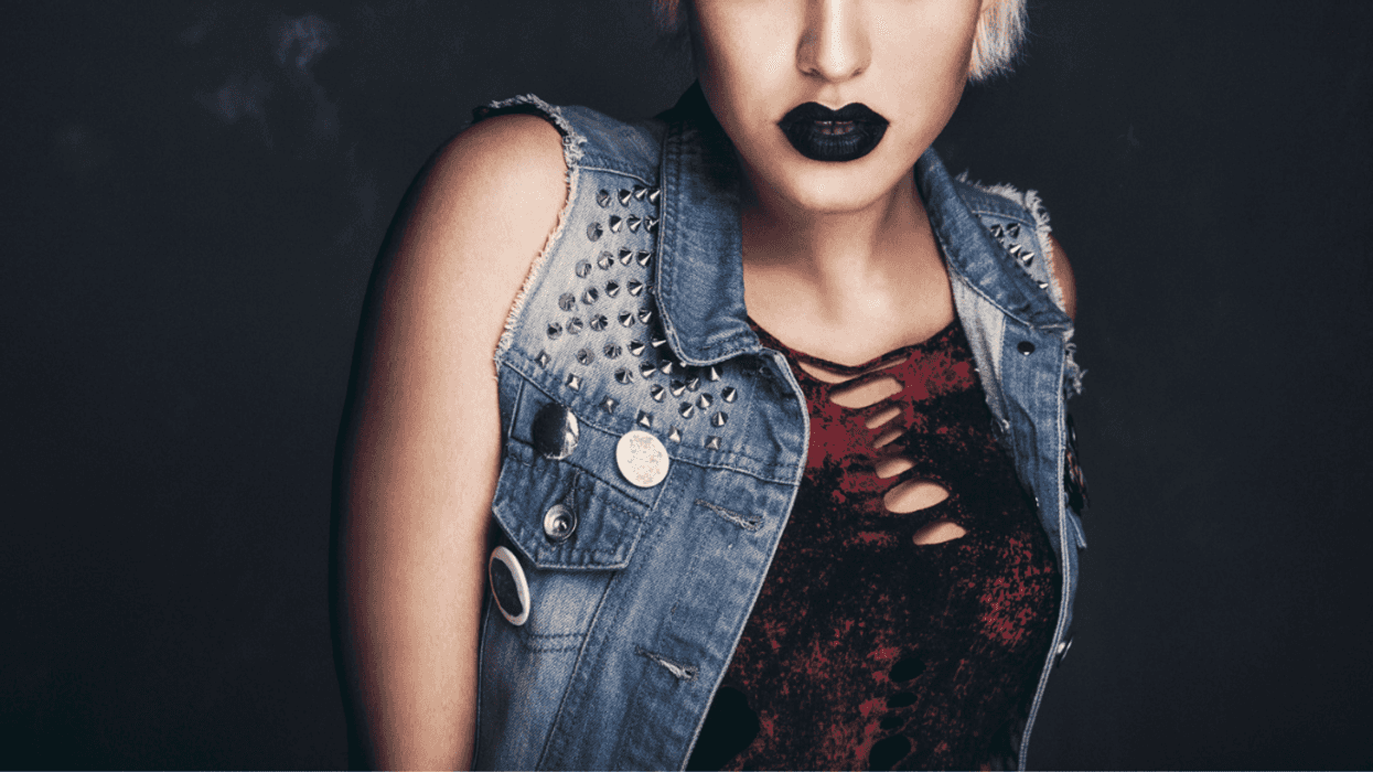 Woman with black lipstick