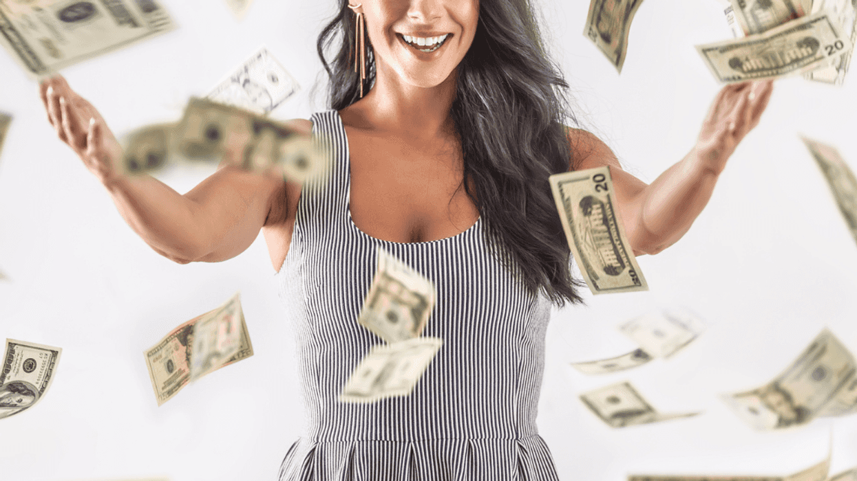 Woman with lottery winnings