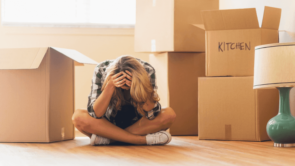 Woman with moving boxes