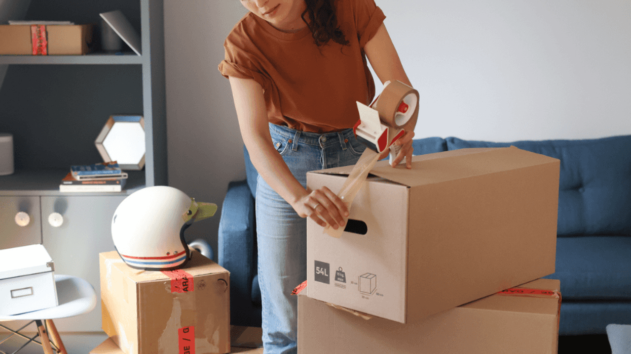 Woman with moving boxes