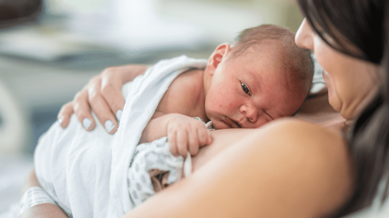 Woman with newborn baby
