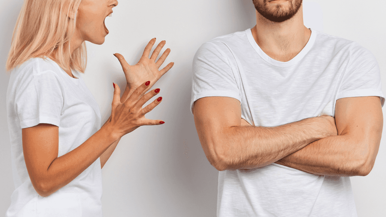Woman yelling at man